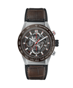 tag heuer carrera heuer 01 automatico cronografo acero 43mm esfera marron correa piel marron CAR201U.FC6405