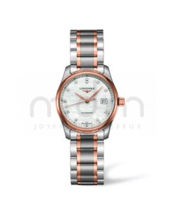 longines master collection automatico mujer acero oro rosa pvd esfera gris silver diamantes brazalete l2.257.5.89.7