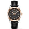 longines conquest classic automatico hombre acero pvd rosa esfera negra correa piel negra l2.785.5.56.3