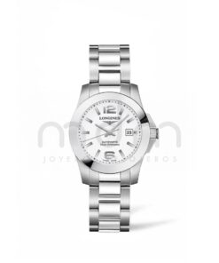 longines conquest automatico mujer acero esfera blanca brazalete l3.276.4.16.6