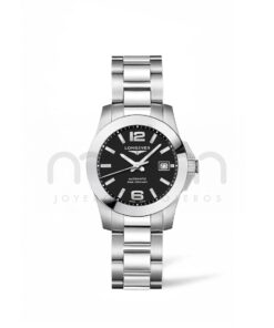 longines conquest automatico mujer acero esfera negra brazalete L3.276.4.58.6