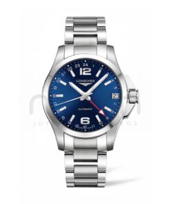 longines conquest gmt automatico hombre acero esfera azul brazalete l3.687.4.99.6