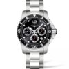 longines hydroconquest cronografo automatico acero hombre 41mm esfera negra brazalete de acero L3.744.4.56.6