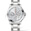 longines conquest cronografo automatico acero hombre esfera gris silver brazalete l3.801.4.76.6