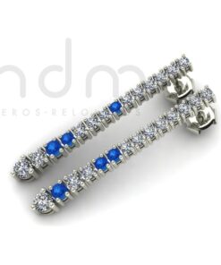 pendientes novia oro blanco largos con diamantes y zafiros azules R43090001.jpg