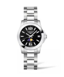 LONGINES-CONQUEST-29.5MM-CUARZO-ACERO-ESFERA-NEGRA -BRAZALETE-DE-ACERO-L3.380.4.58.6