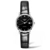 LONGINES-ELEGANT-29MM-AUTOMÁTICO-ACERO-ESFERA-NEGRA-DIAMANTES-PIEL-NEGRA-L4.310.4.57.2