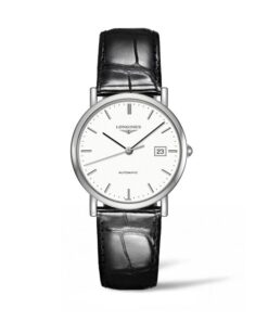 LONGINES-ELEGANT-34.5MM-AUTOMÁTICO-ACERO-ESFERA-BLANCA-PIEL-NEGRA-L4.809.4.12.2