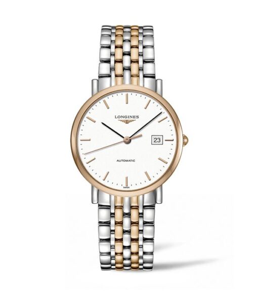 LONGINES-ELEGANT-37MM-AUTOMÁTICO-ACERO-PVD-ROSA-ESFERA-BLANCA-BRAZALETE-L4.810.5.12.7