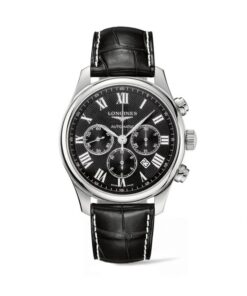 LONGINES-MASTER-COLLECTION-44MM-CRONÓGRAFO-AUTOMÁTICO-ESFERA-NEGRA-CORREA-PIEL-MARRÓN -L2.859.4.57.1