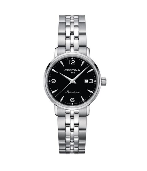 CERTINA-DS-CAIMANO-LADY-CUARZO-PRECIDRIVE-28MM-ACERO-ESFERA-NEGRA-BRAZALETE C035.210.11.057.00