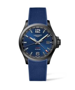 longines-conquest-vhp-gmt-pvd-negro-43mm-esfera-azul-caucho-azul-l3.728.2.96.9