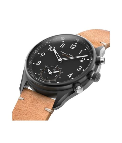 KRONABY-APEX-HYBRID-SMARTWATCH-STEEL-PVD-BLACK-LEATHER-INCLINED-43MM-A1000-0730