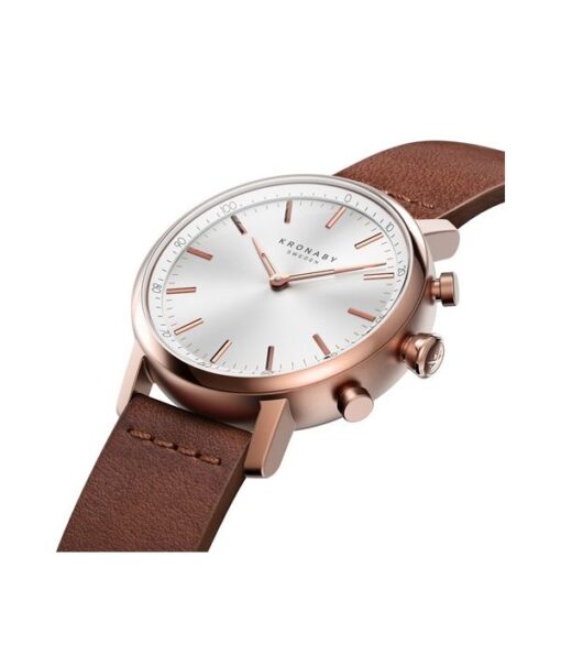 KRONABY-CARAT-HYBRID-SMARTWATCH-PINK-GOLD-LEATHER-INCLINED--38MM-1401