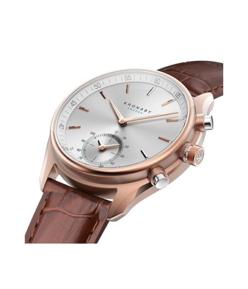 KRONABY-SEKEL-HYBRID-SMARTWATCH-PINK-GOLD-LEATHER-INCLINED-43MM-A1000-2746
